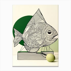 Fish Minmal Art Greenand Black Minimal Print Canvas Print