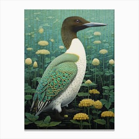 Ohara Koson Inspired Bird Painting Common Loon 2 Canvas Print