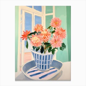 A Vase With Dahlia, Flower Bouquet 4 Canvas Print