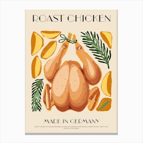 Roast Chicken Print Kitchen Art Kitchen Poster Food Art Mid Century Modern Germany Canvas Print