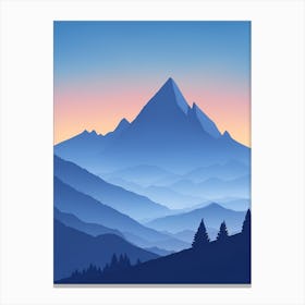 Misty Mountains Vertical Composition In Blue Tone 32 Canvas Print