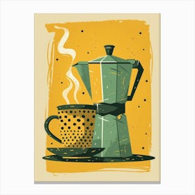 Coffee Pot And Cup Canvas Print