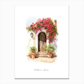 Mallorca, Spain   Mediterranean Doors Watercolour Painting 3 Poster Canvas Print