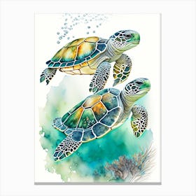 Conservation Sea Turtles, Sea Turtle Cute Neon 1 Canvas Print