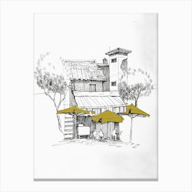 Cafe With Umbrellas Canvas Print