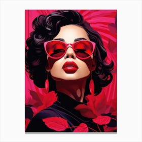 Girl In Red Sunglasses Canvas Print