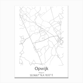 Opwijk,Belgium Minimalist Map Canvas Print