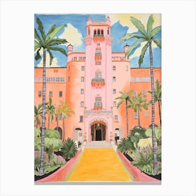 The Biltmore Hotel   Coral Gables, Florida   Resort Storybook Illustration 1 Canvas Print