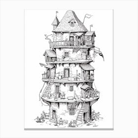 The Tangled Tower (Tangled) Fantasy Inspired Line Art 1 Canvas Print