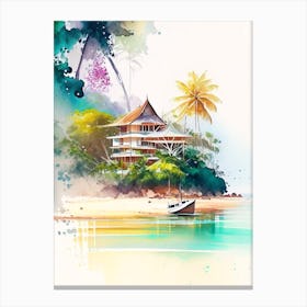 Koh Chang Thailand Watercolour Pastel Tropical Destination Canvas Print
