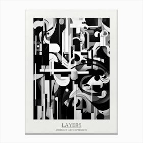 Layers Abstract Black And White 3 Poster Canvas Print