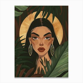 Afro-American Woman In The Jungle Canvas Print