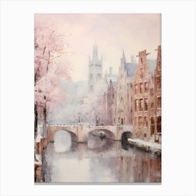 Dreamy Winter Painting Bruges Belgium 4 Canvas Print