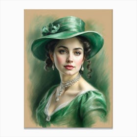 Lady In Green Dress Canvas Print