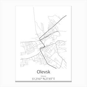 Olevsk,Ukraine Minimalist Map Canvas Print