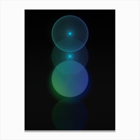 Neon Blue and Green Abstract Geometric Glyph on Black n.0185 Canvas Print