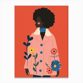 Afro Girl With Flowers 2 Canvas Print