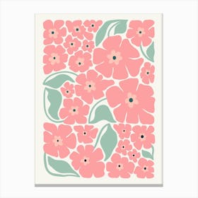 Pink Flowers Boho Botanical Matisse Style Canvas Print