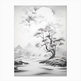 Ethereal Landscape Abstract Black And White 6 Canvas Print