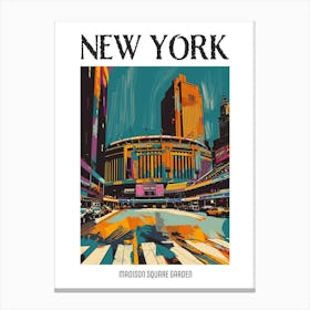 Madison Square Garden New York Colourful Silkscreen Illustration 3 Poster Canvas Print
