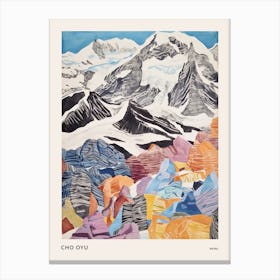 Cho Oyu Nepal 3 Colourful Mountain Illustration Poster Canvas Print