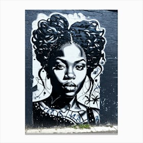 Graffiti Mural Of Beautiful Black Woman 17 Canvas Print