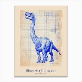 Edmontosaurus Dinosaur Blue Print Sketch 1 Poster Canvas Print