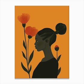 Black Girl With Flowers 2 Canvas Print