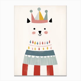 Little Arctic Fox 1 Wearing A Crown Canvas Print