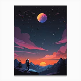 Low Poly Astronaut Minimalist Sunset (31) Canvas Print