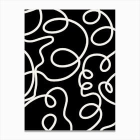 Abstract Lines Brush Strokes Black Canvas Print