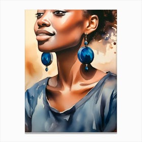 Woman With Blue Earrings 1 Canvas Print