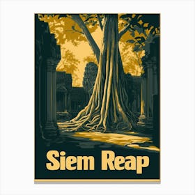 Aihrgdesign A Retro Travel Poster For Siem Reap Canvas Print