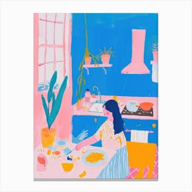 Girl Cooking Lo Fi Kawaii Illustration 1 Canvas Print