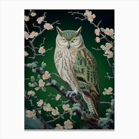 Ohara Koson Inspired Bird Painting Eastern Screech Owl 3 Canvas Print