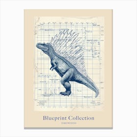 Dimetrodon Dinosaur Blue Print Style Poster Canvas Print