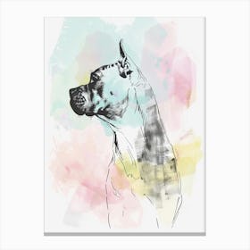 Cane Corso Dog Pastel Line Painting 4 Canvas Print