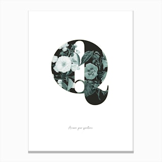 Flower Alphabet Q Canvas Print