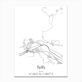 Telfs,Austria Minimalist Map Canvas Print