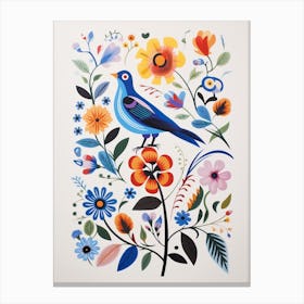Scandinavian Bird Illustration Bluebird 3 Canvas Print