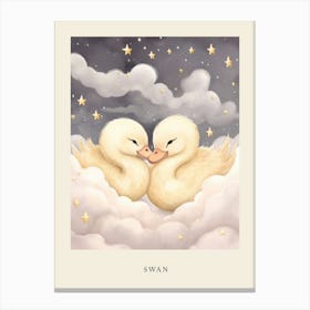 Sleeping Baby Swan Nursery Poster Canvas Print