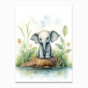 Elephant Painting Meditating Watercolour 4 Canvas Print