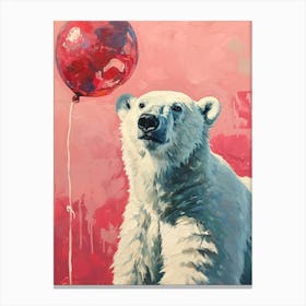 Cute Polar Bear 2 With Balloon Canvas Print