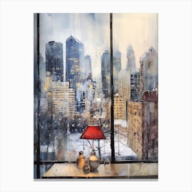 Winter Cityscape New York City Usa 3 Canvas Print