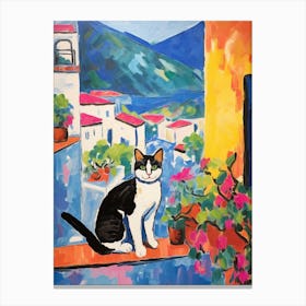 Painting Of A Cat In Ravello Italy 2 Canvas Print