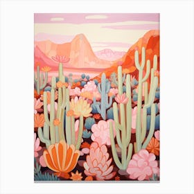 Cactus In The Desert Painting Bunny Ear Cactus 2 Canvas Print