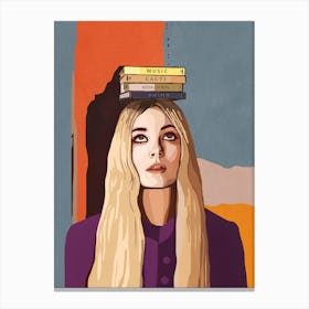 Girl Balancing a Books on Her Head Canvas Print