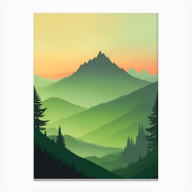 Misty Mountains Vertical Composition In Green Tone 160 Canvas Print