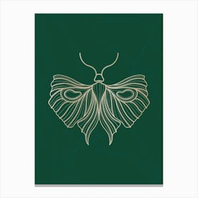 Moth On Green Background Canvas Print