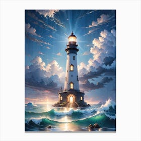 A Lighthouse In The Middle Of The Ocean 9 Canvas Print